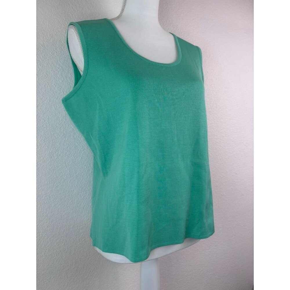 Ming Wang‎ women's size large seafoam green scoop neck knit tank top casual - Picture 2 of 7
